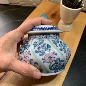VINTAGE | Small Hand Painted Ginger Jar with Lid